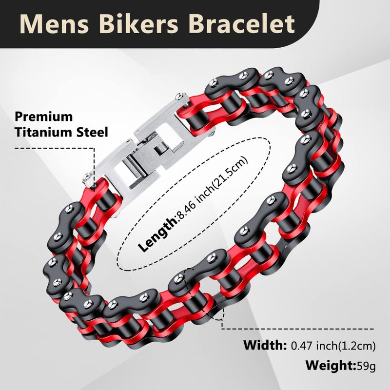 Feraco Mens Bikers Bracelet Stainless Steel Motorcycle Bike Chain Bracelets 8.4 Inch - Image 2